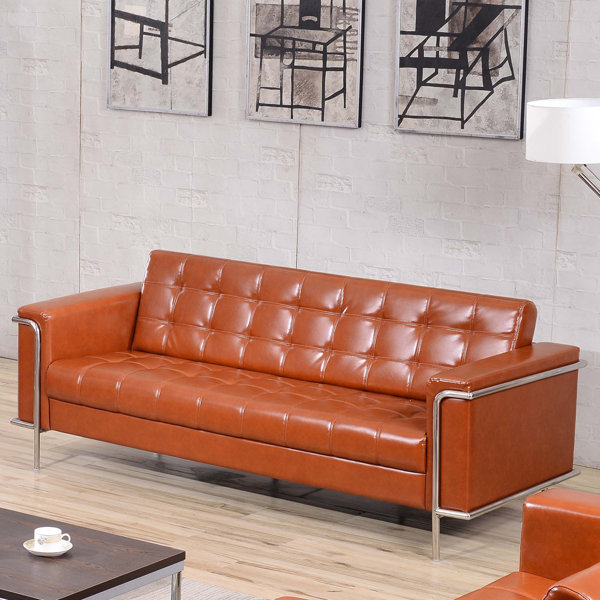 scuffed leather sofa